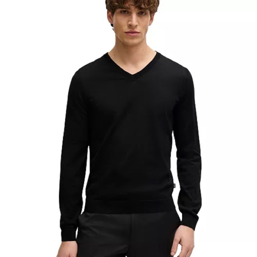 Men's Old Navy Black V-Neck Sweater Long Sleeve 100% Cotton size small